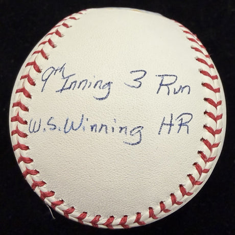 Joe Carter 93 World Series Game Signed Story Stat Baseball JSA