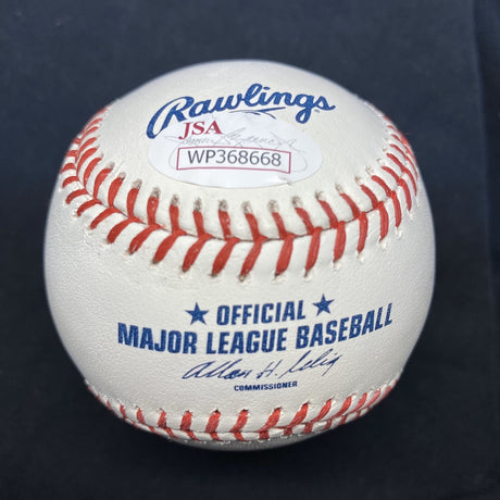 Lou Brock MLB Debut Signed Wrigley Field Logo Baseball JSA Witness Cubs