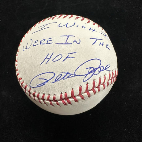 Pete Rose I Wish I Were In The HOF Signed Baseball Rose Hologram 