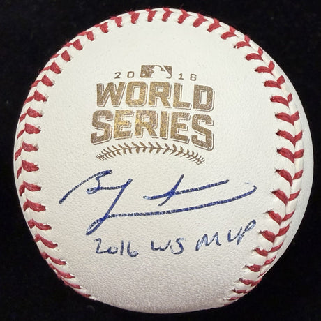 Ben Zobrist 16 WS MVP Signed 2016 World Series Logo Baseball Beckett