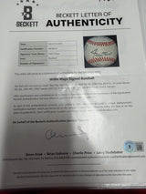 Willie Mays HOF 1979 Signed Stat Baseball Beckett BAS LOA