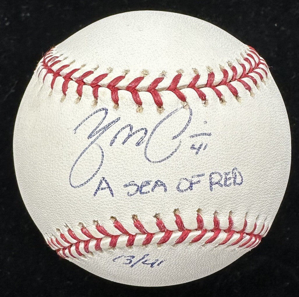 Yadier Molina A Sea Of Red Signed Early Career Signature Signed Baseball JSA LOA