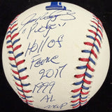 Ivan “Pudge” Rodriguez Signed Rangers Team Stitch Stat Baseball Beckett Witness 