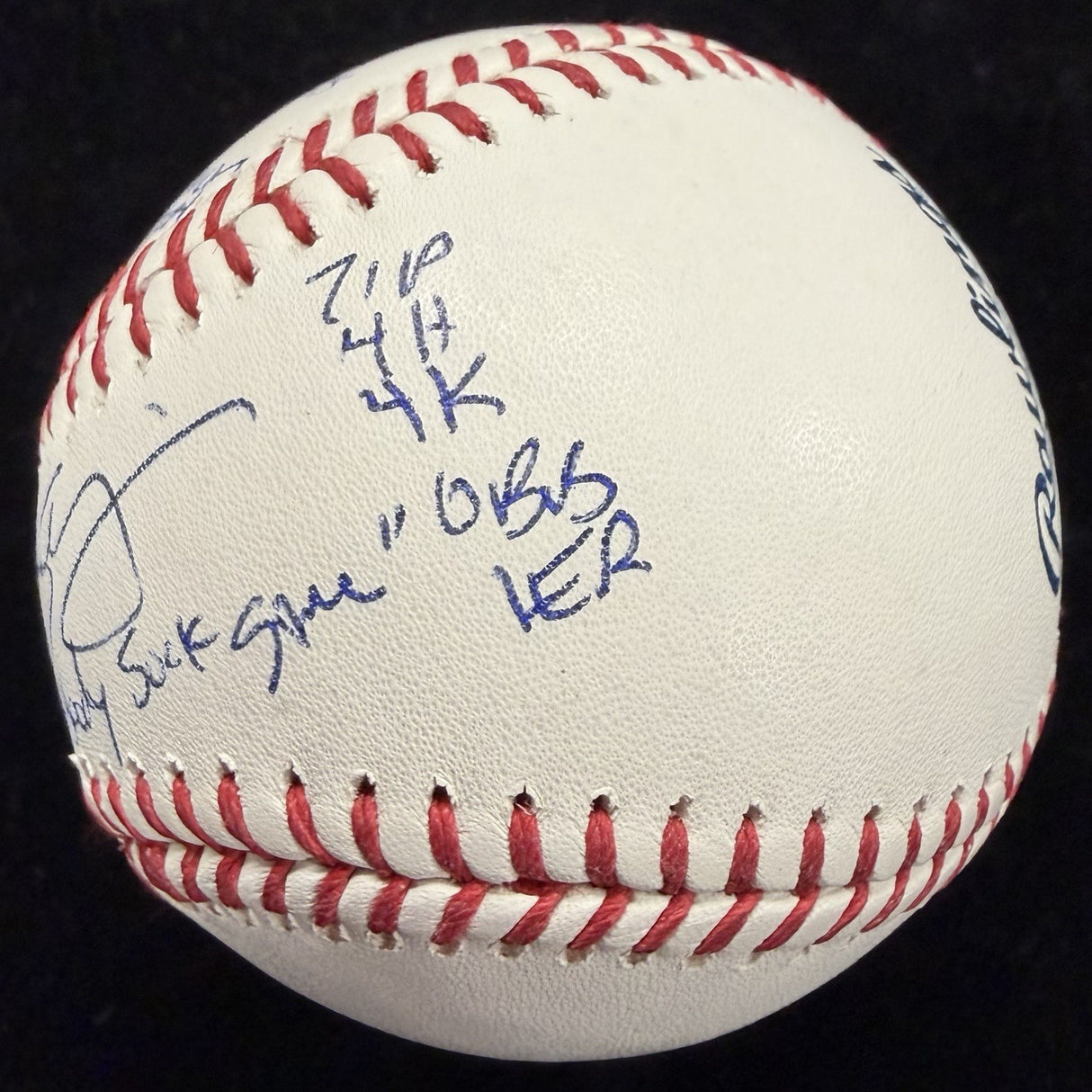 Curt Schilling The Bloody Sock Game Signed Stat Baseball JSA LOA