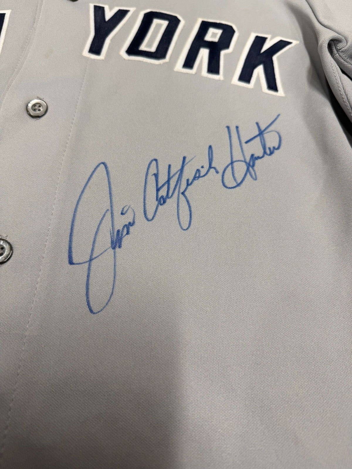 Catfish Hunter Signed Authentic Rawlings Diamond Yankees Jersey PSA/DNA LOA