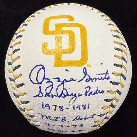 Ozzie Smith Padres Cardinals Signed Team Stitch Logo Baseball Set Fanatics 