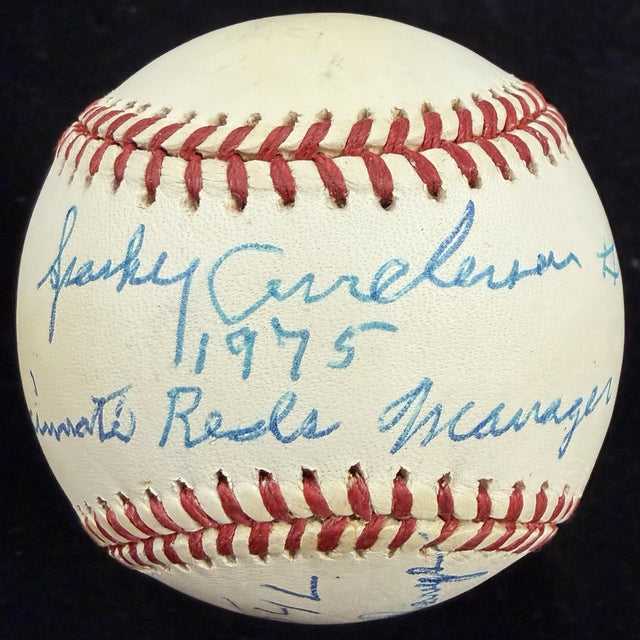 Sparky Anderson 1975 World Series Signed Reds Stat Baseball JSA LOA