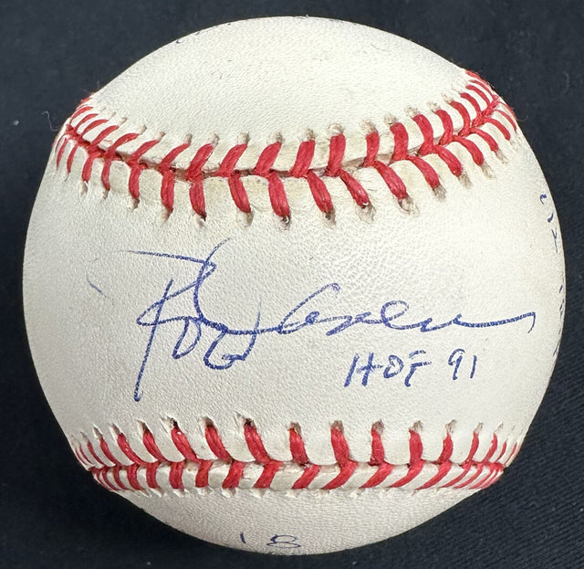 Rod Carew HOF 91 Signed Reggie Jackson Stat Baseball RJ Hologram