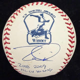 Tim Lincecum 2008, 2009 NL Cy Young Signed CY Logo Baseball JSA