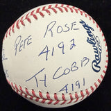 Pete Rose 4,192 Hit Signed Story Stat Baseball JSA