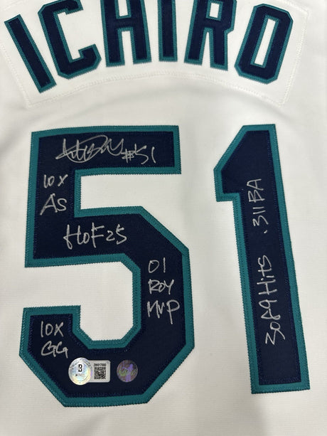 Ichiro Suzuki HOF 25 Signed Stat Authentic Mariners Mitchell Ness Jersey Beckett