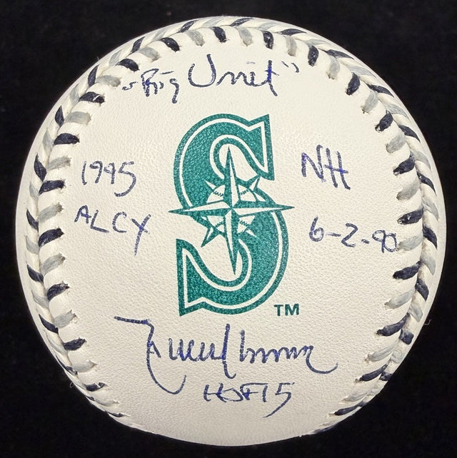 Randy Johnson Signed Seattle Mariners Team Stitch Logo Stat Baseball JSA