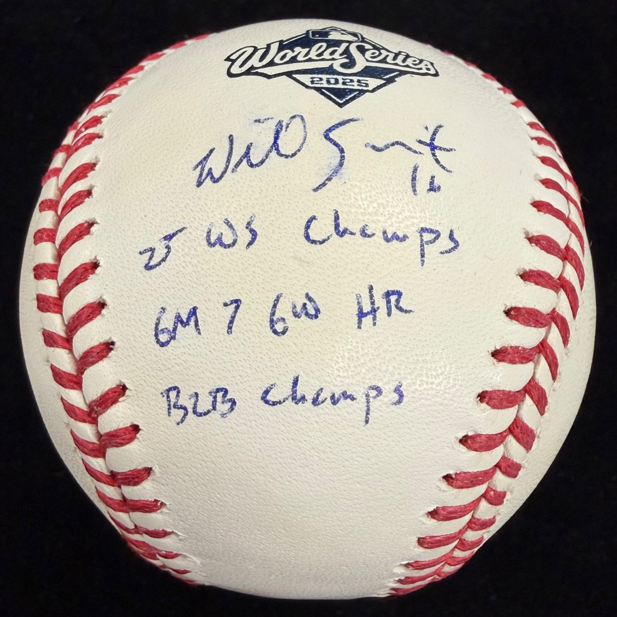Will Smith 2025 World Series Game 7 GWHR Signed Logo Baseball MLB Holo Fanatics