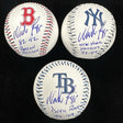 Wade Boggs Red Sox Yankees Rays Signed Team Stitch Logo Baseball Set Beckett Wit