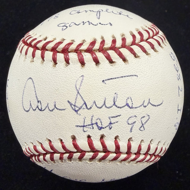 Don Sutton Signed Reggie Jackson Stat Baseball Complete Box Bag Cert