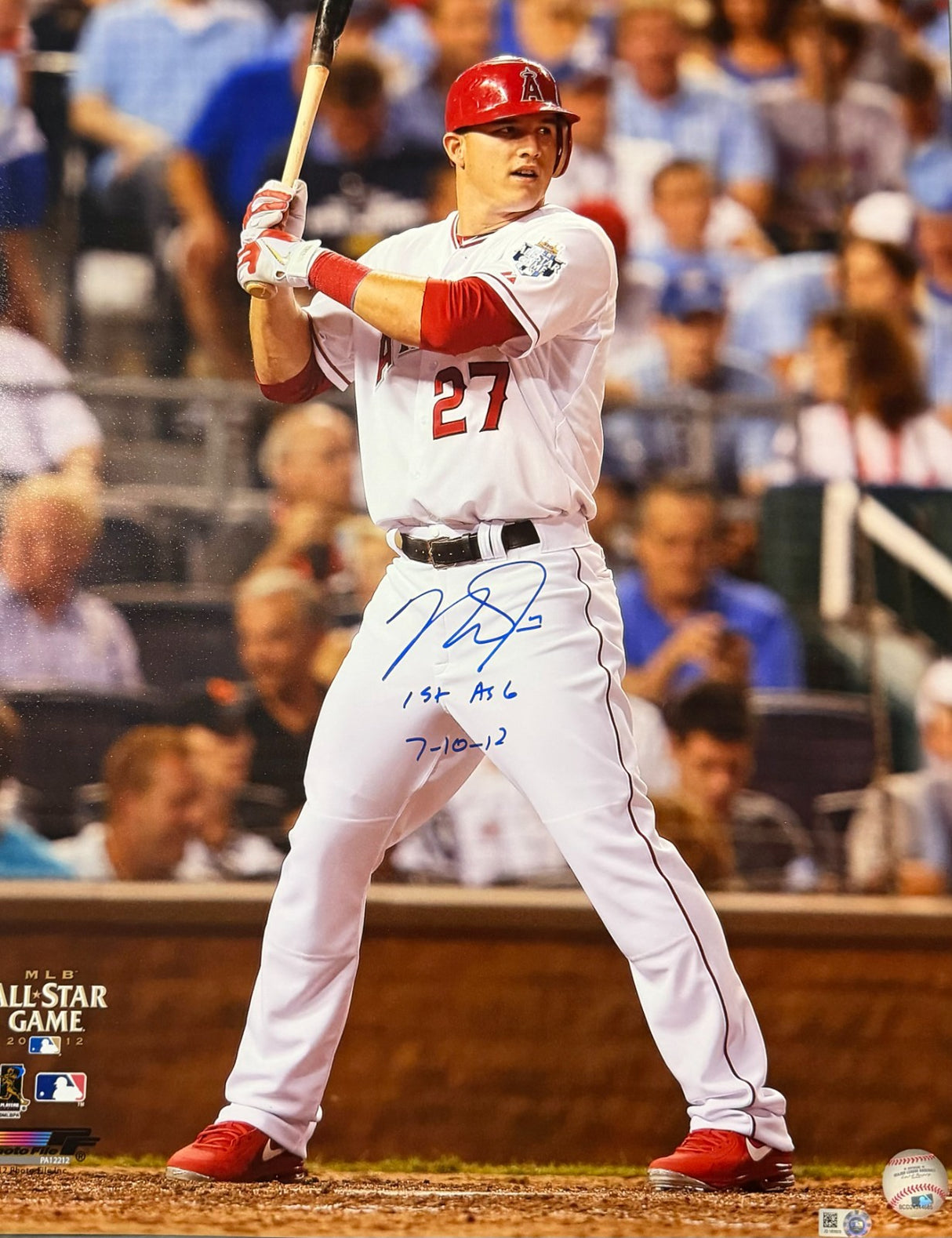 Mike Trout 1st ASG 7-10-12 Signed 16x20 2012 All-Star Game Photo MLB Holo