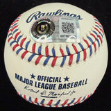 Ivan “Pudge” Rodriguez Signed Rangers Team Stitch Stat Baseball Beckett Witness 