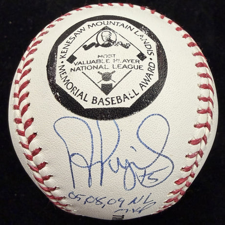Albert Pujols 05, 08, 09 NL MVP Signed MVP Logo Baseball Beckett Witness