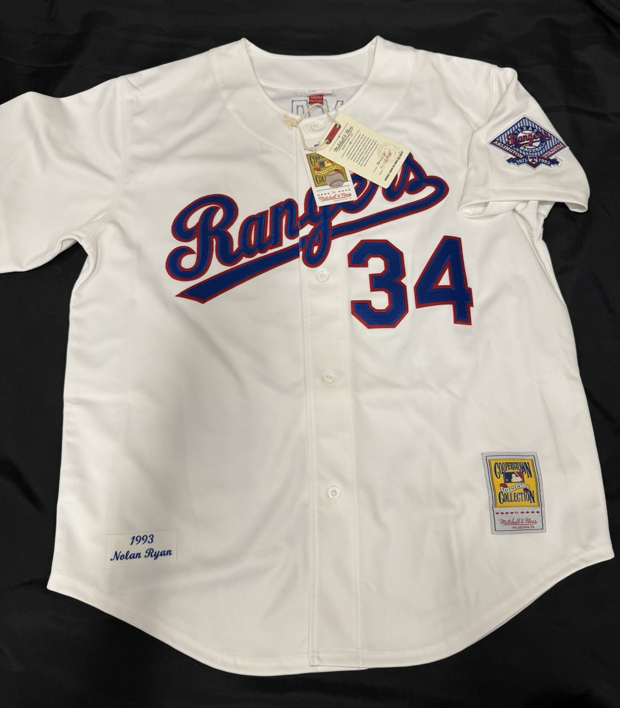 Nolan Ryan HOF 99 Signed Authentic Mitchell Ness Rangers Stat Jersey JSA LOA