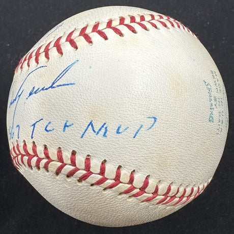 Carl Yastrzemski 1967 TC + MVP HOF 89 Signed ROAL Joe Cronin Baseball PSA