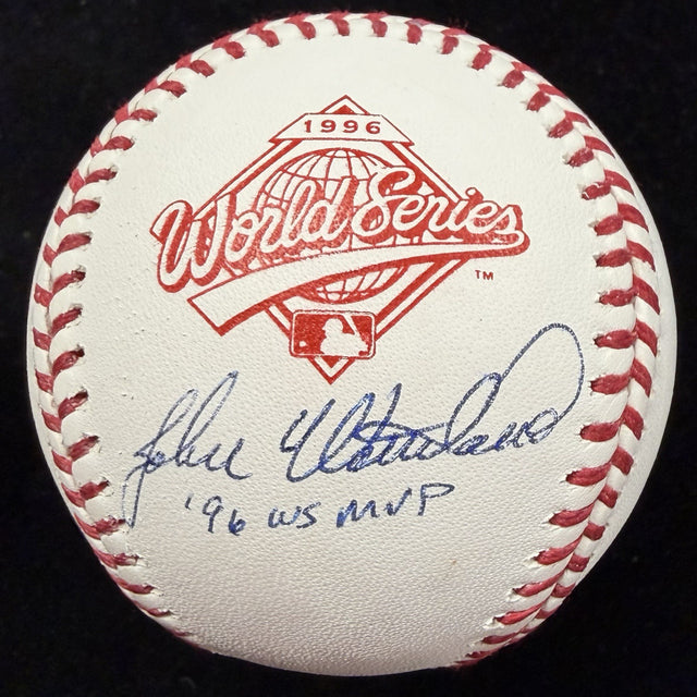 John Wetteland 96 WS MVP Signed 1996 World Series Logo Baseball Beckett 