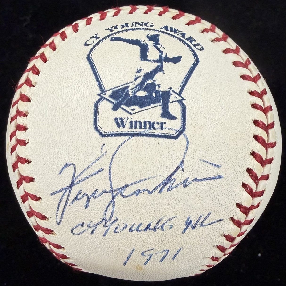 Fergie Jenkins Cy Young NL 71 Signed Cy Young Logo Baseball JSA
