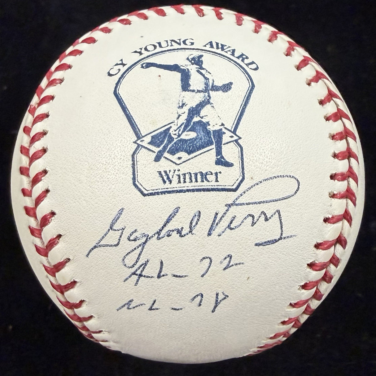 Gaylord Perry 72 AL 78 NL Signed Cy Young Logo Baseball JSA