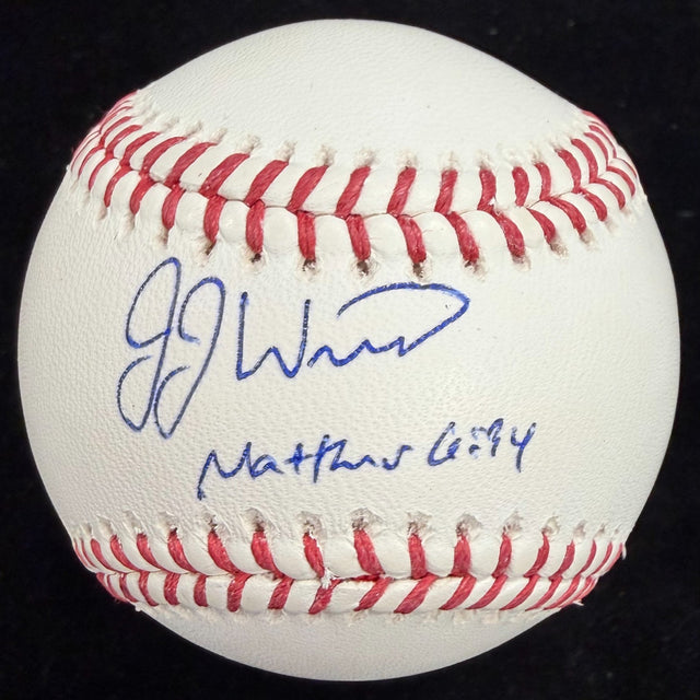JJ Wetherholt Matthew 6:34 Signed Baseball Beckett Witness Holo