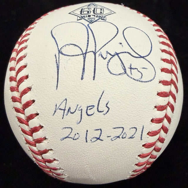 Albert Pujols Angels 2012-2021 Signed Angels 60th Logo Baseball BAS Witness Holo