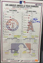 Mike Trout Game Used Signed Angels @ Rangers 5/25/16 Lineup Card MLB Holo 