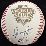 Edgar Renteria WS MVP Signed 2010 World Series Logo Baseball Beckett Witness BAS
