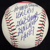 Johnny Bench 6 Inscirption Signed Reds Team Stitch Logo Stat Baseball MLB Holo