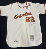 Jim Palmer HOF 90 CY 1973, 75, 76 Signed Orioles Mitchell Ness Jersey JSA