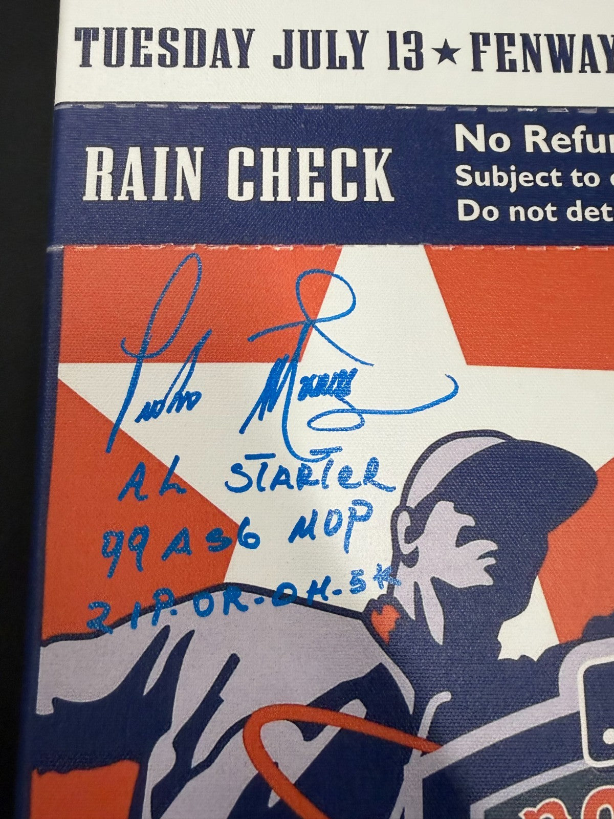 Pedro Martinez Signed 99 All Star Game Mega Ticket Stats MLB Hologram