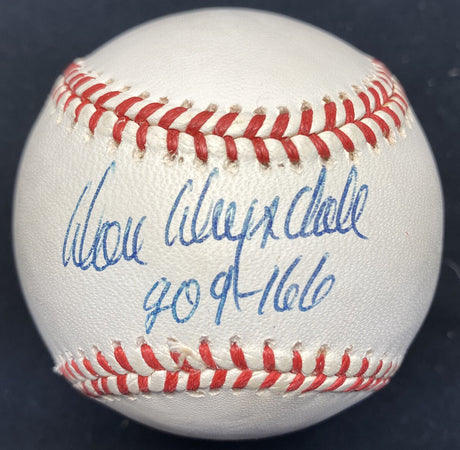 Don Drysdale 209-166 Wins Losses Signed Baseball PSA 