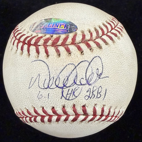 Derek Jeter 6-1 1 HR 2 RBI Signed Game Used Baseball MLB Holo Steiner Sports