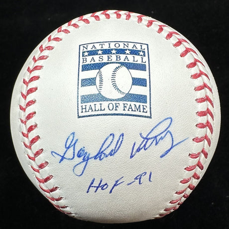 Gaylord Perry HOF 91 Signed Hall Of Fame Logo Baseball JSA