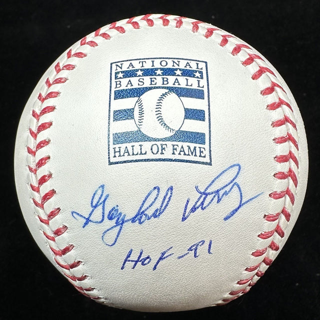 Gaylord Perry HOF 91 Signed Hall Of Fame Logo Baseball JSA