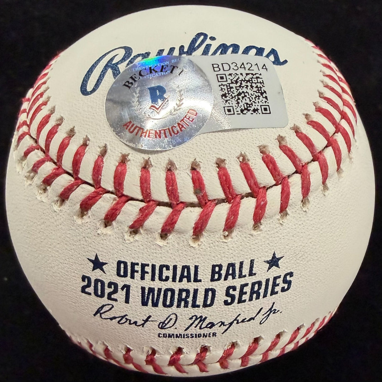 Terrence Gore Signed 2021 World Series Logo Baseball Beckett