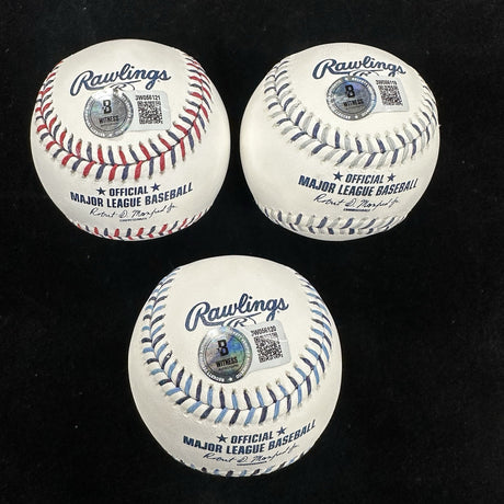 Wade Boggs Red Sox Yankees Rays Signed Team Stitch Logo Baseball Set Beckett Wit