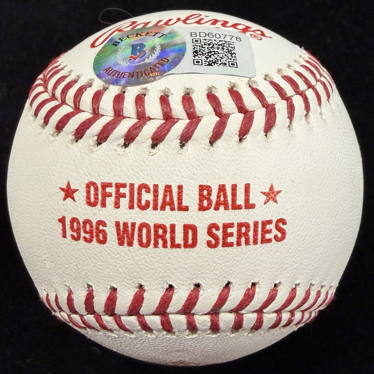 John Wetteland 96 WS MVP Signed 1996 World Series Logo Baseball Beckett 