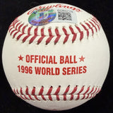 John Wetteland 96 WS MVP Signed 1996 World Series Logo Baseball Beckett 