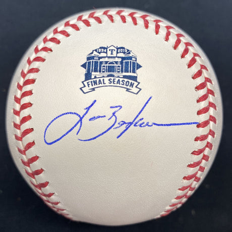 Lance Berkman Signed Globe Life Park Final Season Logo Baseball Tristar 