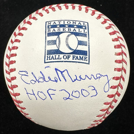 Eddie Murray HOF 2003 Signed Hall Of Fame Logo Baseball JSA Witness