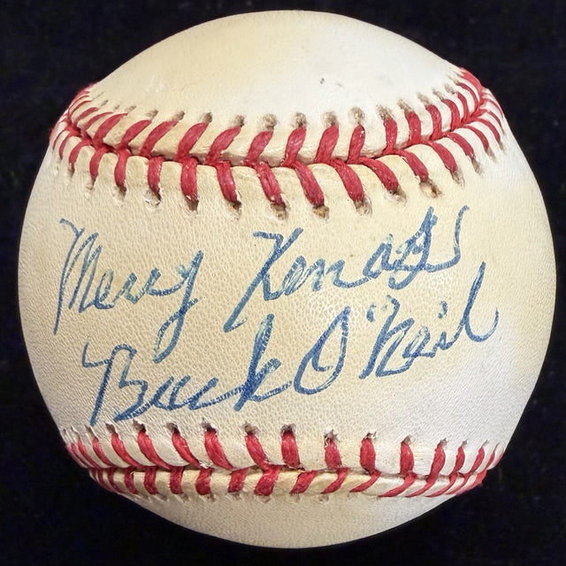 Buck O’Neil Merry Xmas Signed Baseball JSA