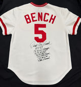 Johnny Lee Bench Full Name Signed Stat Authentic Mitchell Ness Reds Fanatics Hol