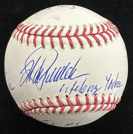 Jorge Posada 5 Inscription Signed Stat Baseball JSA Witness 