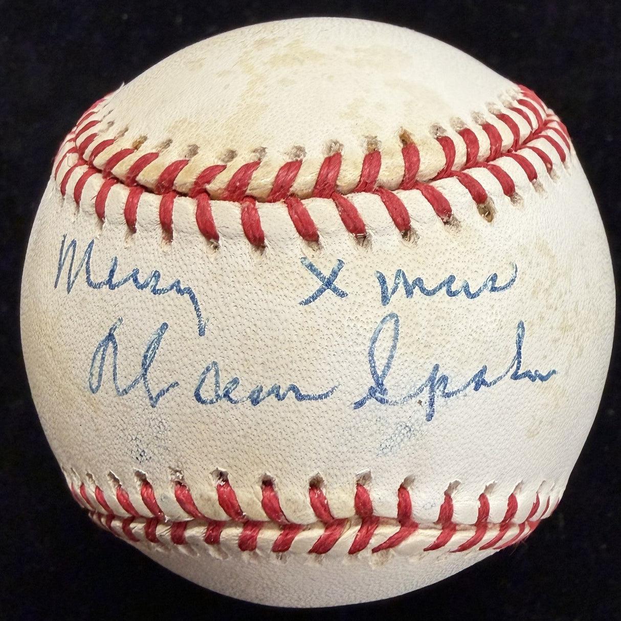 Warren Spahn Merry Xmas Signed Baseball JSA