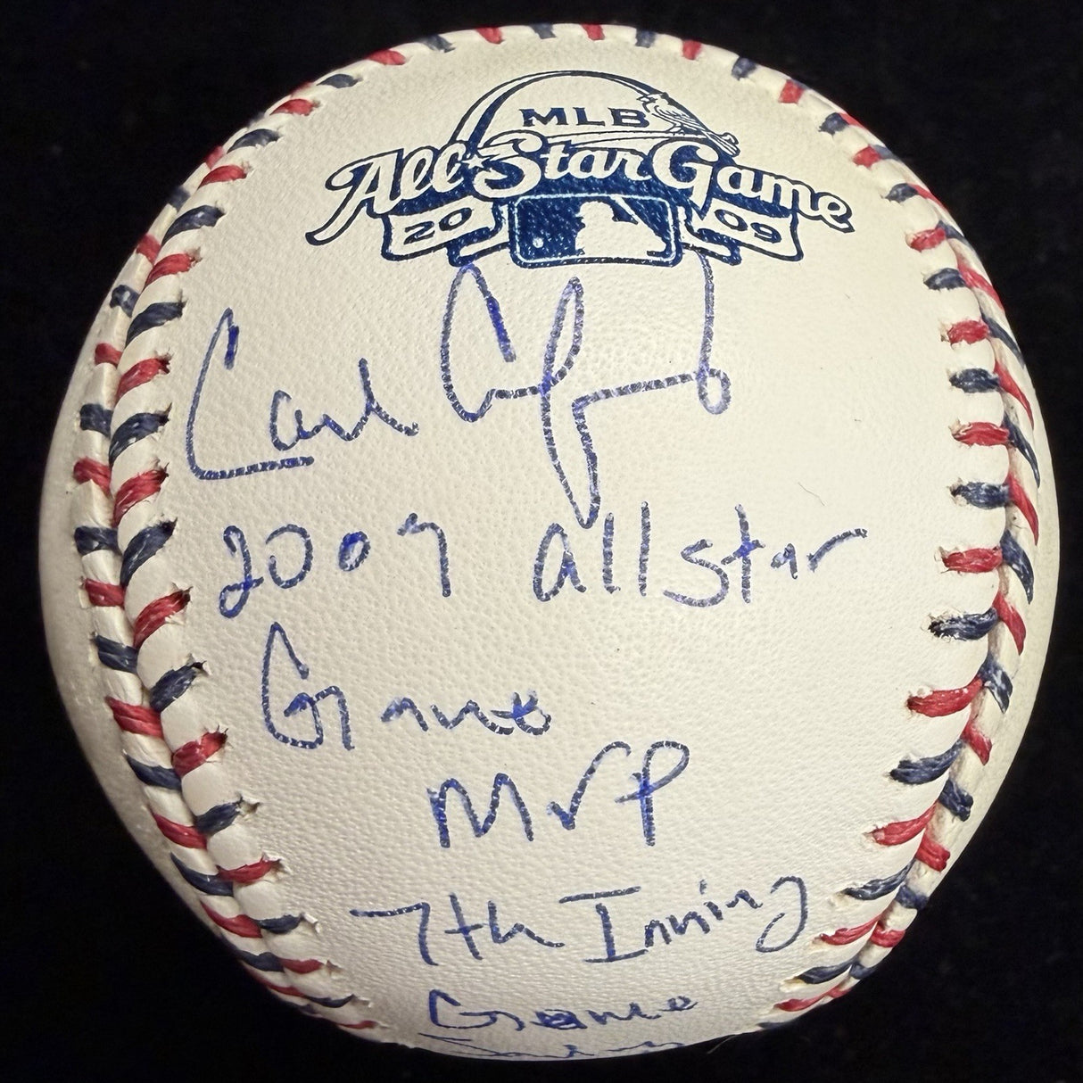 Carl Crawford 09 ASG MVP Signed 2009 All Star Game Logo Stat Baseball JSA 2