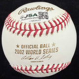 Troy Glaus 02 WS MVP Signed 2002 World Series Logo Baseball JSA